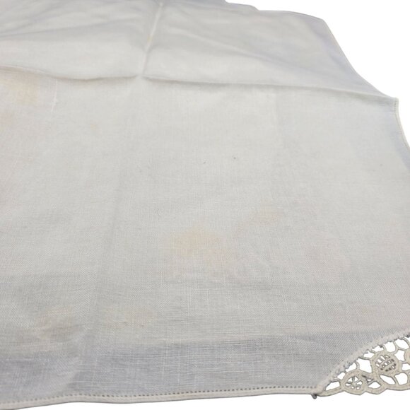 Vintage Cream Linen Napkins With Intricate Lace Floral Corners Set Of 4 JJ3964 - Picture 9 of 9